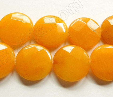 Dark Yellow Jade  -  Faceted Coin  16"