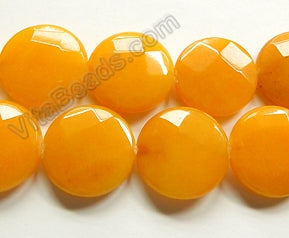 Dark Yellow Jade  -  Faceted Coin  16"