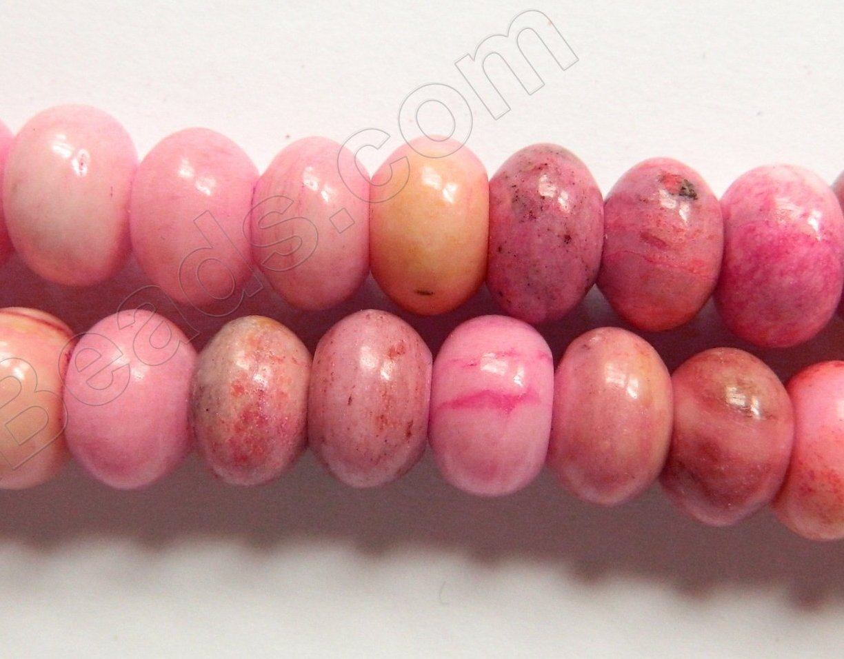 Pink Carnation Crazy Lace Agate  -  Smooth Rondels  16"