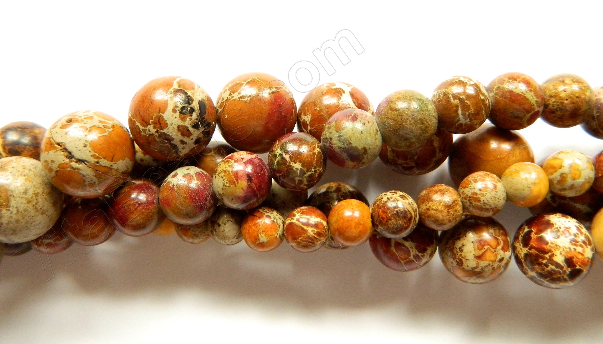 Brown Impression Jasper  - Smooth Round Beads 16"