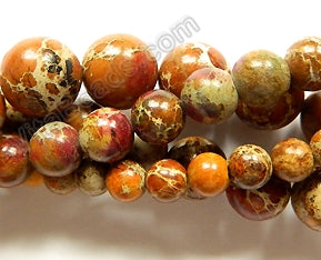 Brown Impression Jasper  - Smooth Round Beads 16"