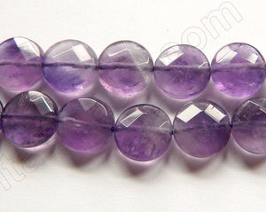Amethyst Dark AA  -  Faceted Coins  16"