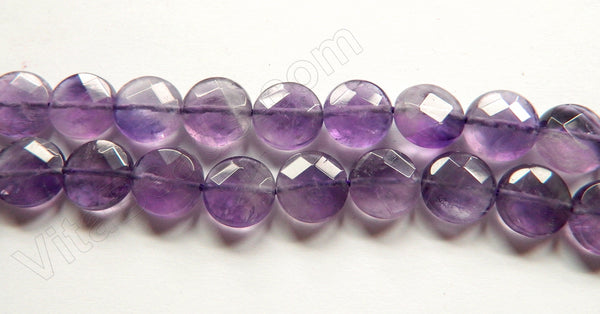 Amethyst Dark AA  -  Faceted Coins  16"