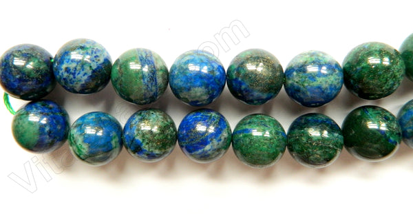 Azurite Malachite Natural AA  -  Smooth Round Beads 16"