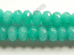 Bright Amazonite Jade  -  Faceted Rondels  16"    5 x 8 mm