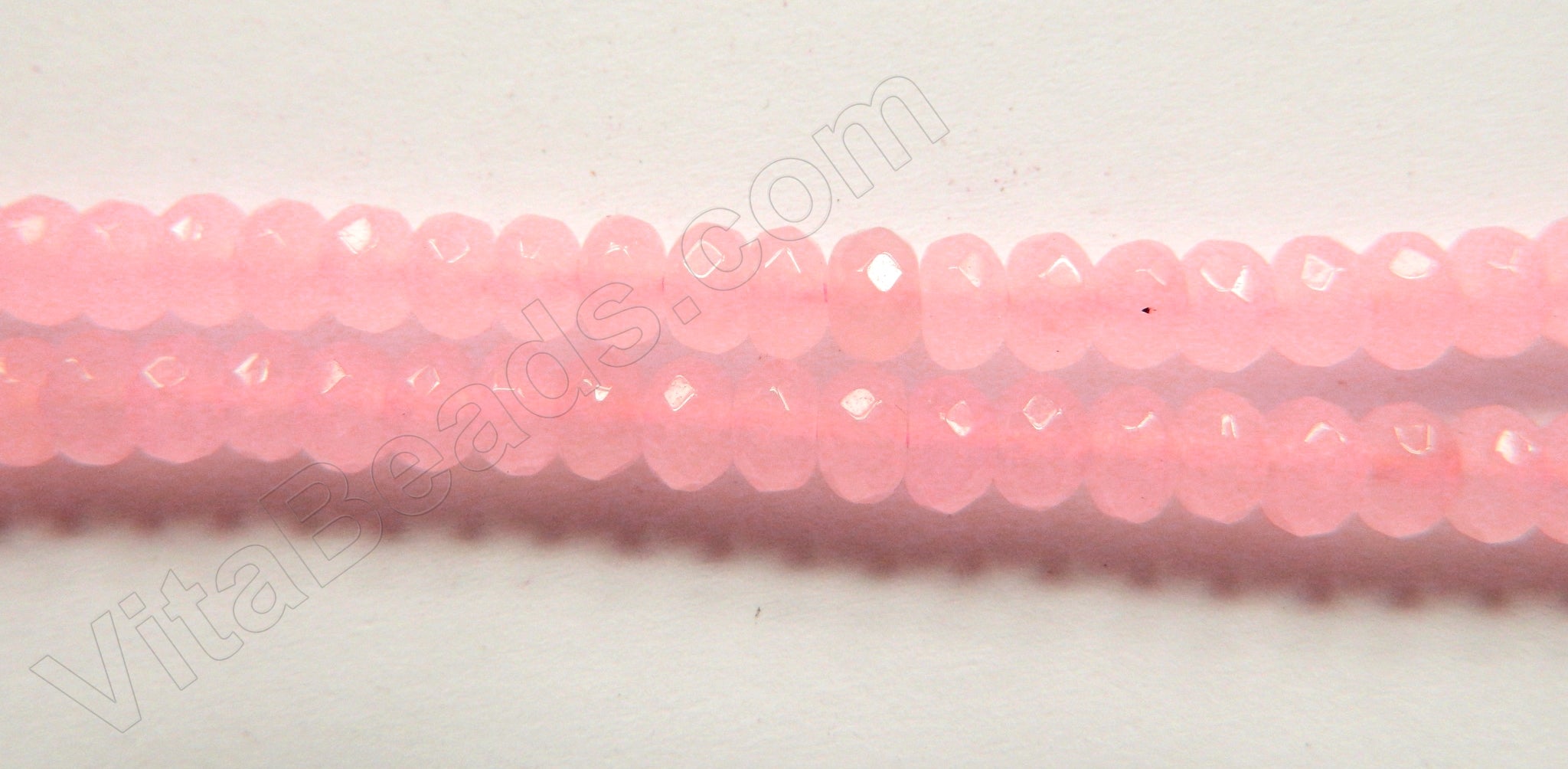 Rose Quartz Jade  -  Faceted Rondel  15"     4 x 6 mm