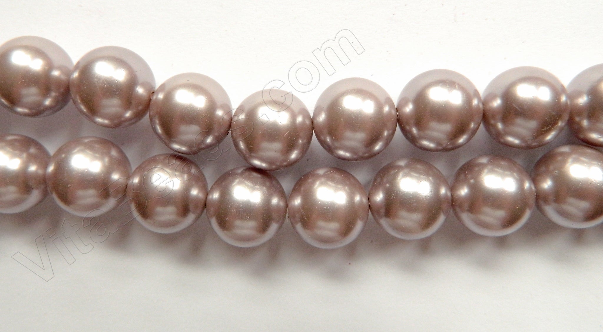 Lavender Grey Shell Pearl  -  Big Smooth Round Beads 16"
