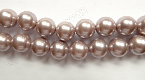 Lavender Grey Shell Pearl  -  Smooth Round Beads 16"