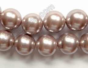 Lavender Grey Shell Pearl  -  Big Smooth Round Beads 16"