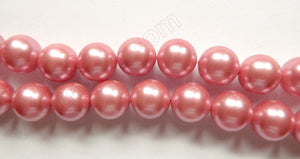 Rosy Satin Shell Pearl  -  Big Smooth Round Beads 16"