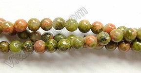 Unakite  -  Small Smooth Round Beads 16"    3.5 mm