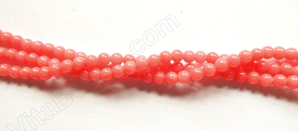 Peach Co-ral  -  Small Smooth Round Beads  15"