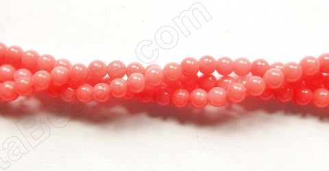 Peach Co-ral  -  Small Smooth Round Beads  15"