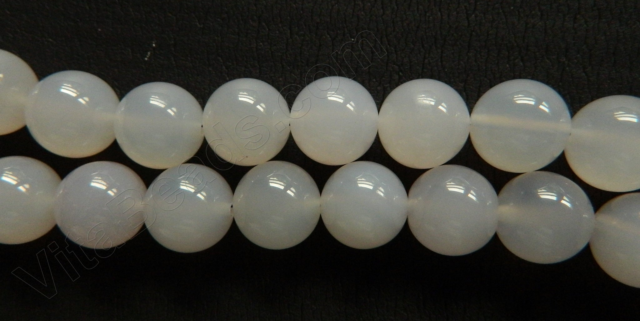 White Agate  -  Big Smooth Round Beads 16"