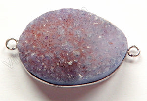 Druzy Agate Connector - Light Purple w/ Silver Edge