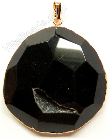 Faceted Irregular Pendant - Black Onyx w/ Quartz