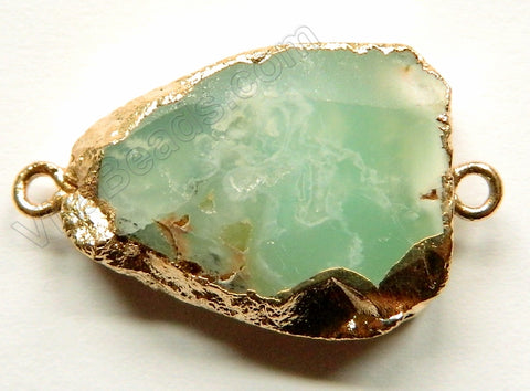 Chrysoprase Slab Connector w/ Gold Trim and Bail - 09