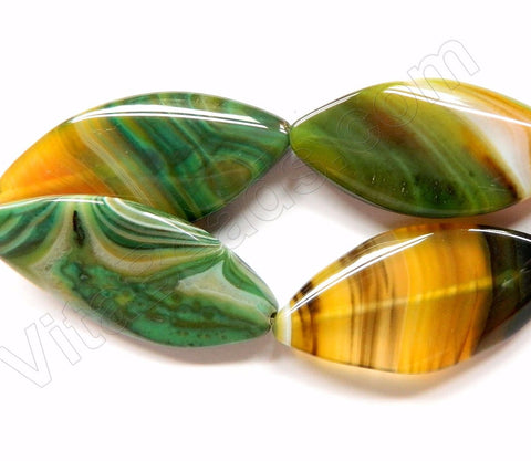 Magic Yellow Green Agate  -  Twisted Flat Oval Horse Eye  16"