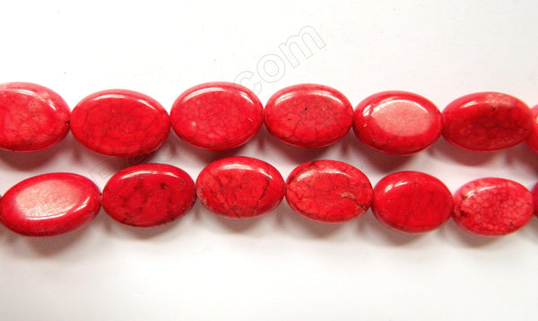 Dark Red Crack Turquoise  -  Puff Ovals  16"