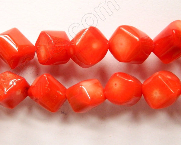 Orange Coral   -  Smooth Irregular Di-drilled Cubes 16"