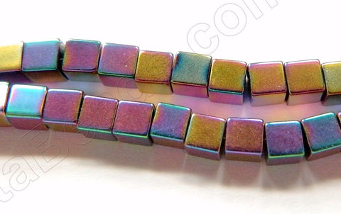 Plated Purple Peacock Hematite  -  Small Cubes  16"