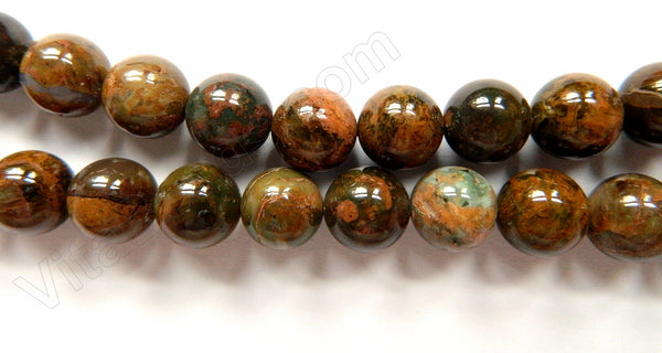 Golden Chinese Turquoise Natural AAA  -  Smooth Round Beads   16"