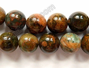 Golden Chinese Turquoise Natural AAA  -  Smooth Round Beads   16"