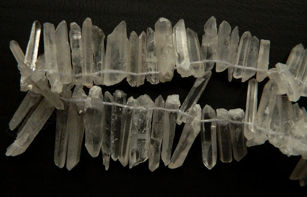 Frosted Crystal Natural  -  Graduated Faceted Tooth  16"     15 - 40 mm