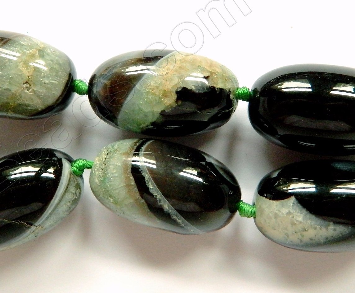 Green Fire Agate with Quartz  -  Big Smooth Egg 16"