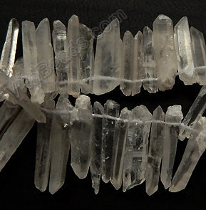 Frosted Crystal Natural  -  Graduated Faceted Tooth  16"     15 - 40 mm