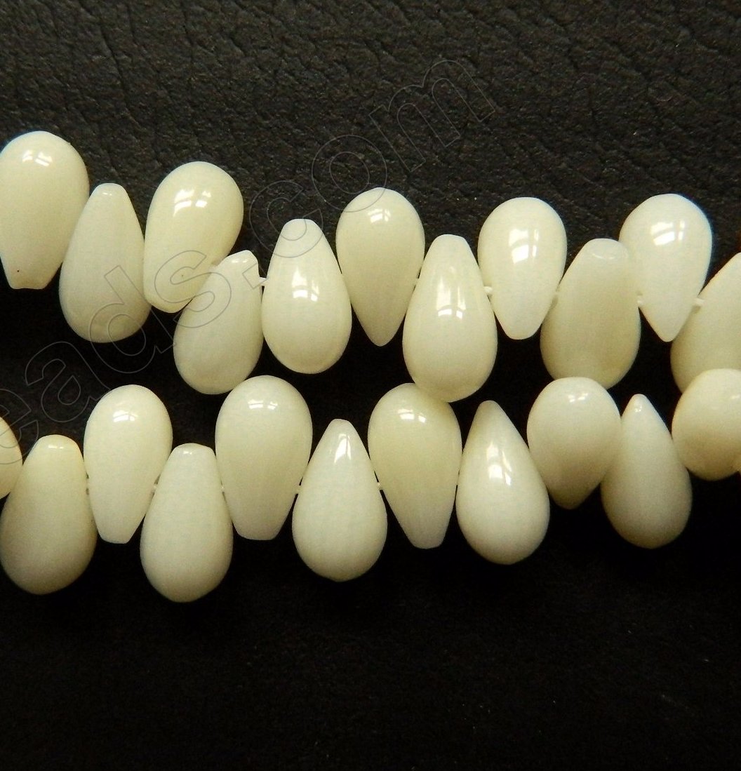 Ivory Co-ral -  Side Drilled Smooth Teardrops  16"