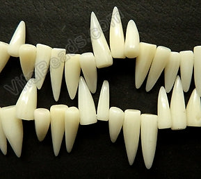 Bamboo Coral Cream White  -  Tooth Beads 16"