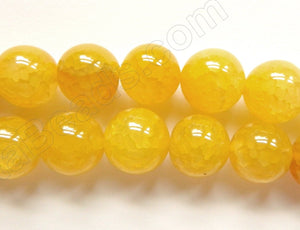 Dark Lemon Yellow Fire Agate  -  Smooth Round  15"
