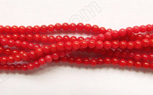 Dark Bamboo Coral  -  Small Smooth Round Beads  16"    2-3mm