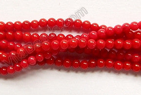 Dark Bamboo Coral  -  Small Smooth Round Beads  16"    2-3mm