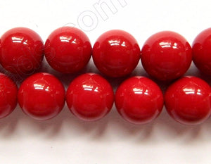 Sea Shell Pearl  -  Dark Red  -  Big Smooth Round Beads 16"