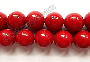 MOP Shell Pearl  -  Dark Red  -  Smooth Round Beads 16"