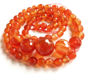 Dark Natural Carnelian  -  Graduated Faceted Round 16"