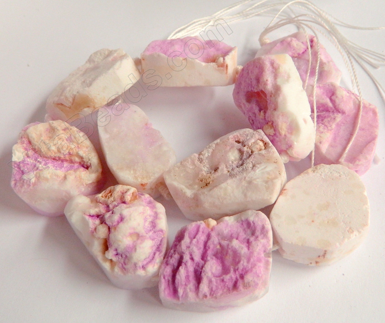 Frosted Light Fuchsia Agate  -  Rough Nuggets  16"