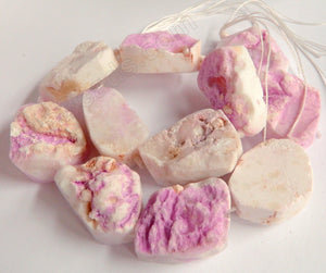 Frosted Light Fuchsia Agate  -  Rough Nuggets  16"