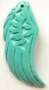 Cracked Blue Chinese Turquoise - Carved Angle Wing Pendant