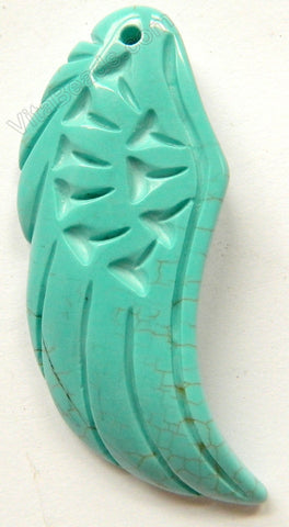 Cracked Blue Chinese Turquoise - Carved Angle Wing Pendant