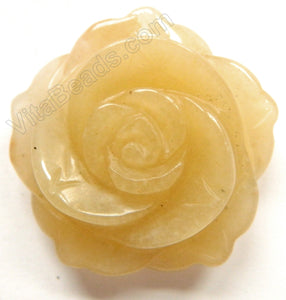 Yellow Jade Light - Carved Rose Pendant