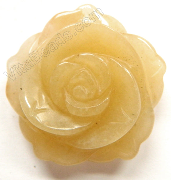 Yellow Jade Light - Carved Rose Flower Pendant