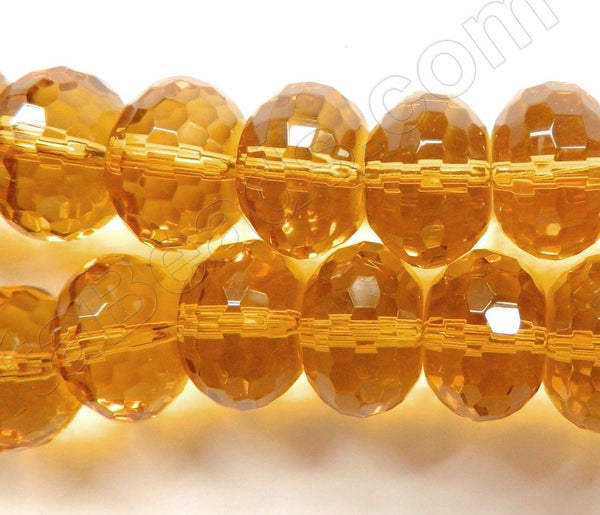 Amber Crystal Quartz  -  Big Faceted Rondel 12"   13 x 9 mm