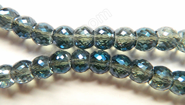 Blue Peacock AB Crystal  -  11x9mm Faceted Drum 7"