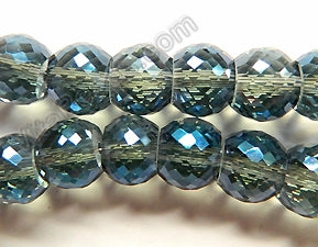 Blue Peacock AB Crystal  -  Faceted Drum 7"   11 x 9 mm