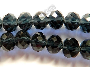 Dark Iolite Crystal Quartz   -  Faceted Rondel  16"     10 x 8 mm