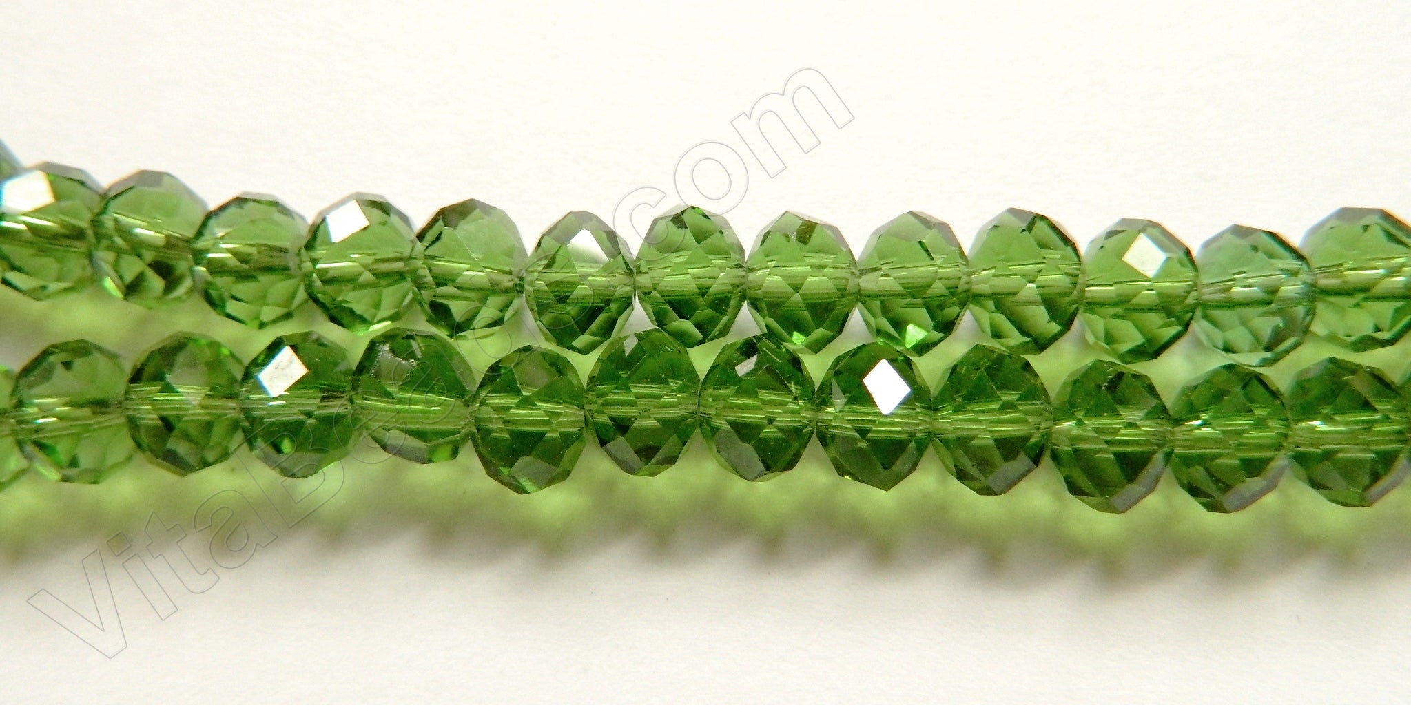 Dark Green Crystal  -  Faceted Rondel 16"     6 x 8 mm