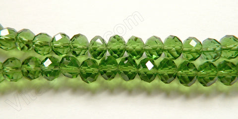 Dark Green Crystal  -  Faceted Rondel 16"     6 x 8 mm